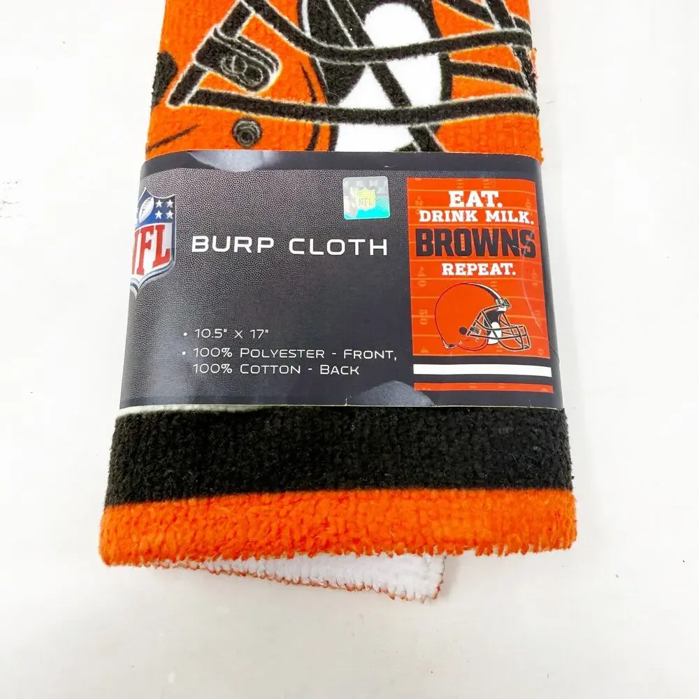 [Cleveland Browns] Football Orange Eat Drink Milk Repeat NFL Burp Cloth NWT Baby